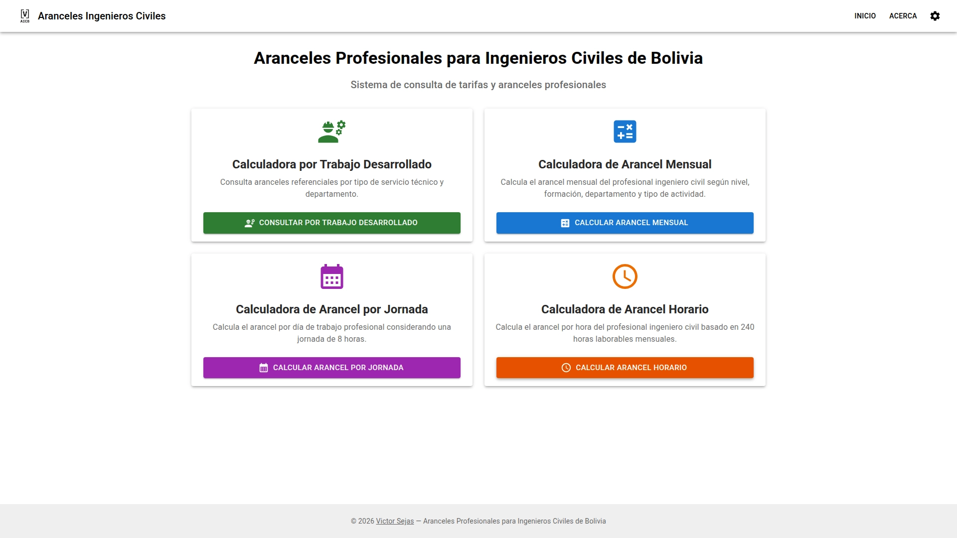 AICB Professional Fees Calculator — home screenshot